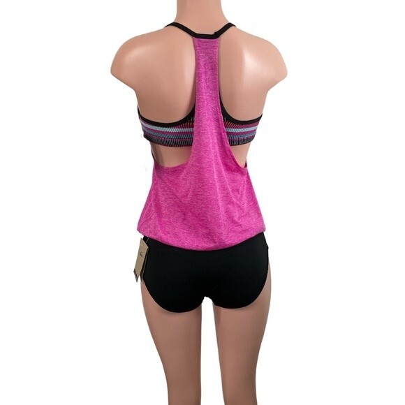 NWT Nike Texture Stripe Layered Tankini Top & Essential Full Bikini Bottom Small - Picture 4 of 16